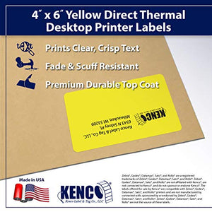 4" X 6" Direct Thermal Perfed Stickers Labels for Shipping Labels, Inventory, and Color Coding - 1000 Per Roll on 3" Core - Compatible with Zebra, Datamax, Sato, Intermec, and More (Yellow, 48 Pack)