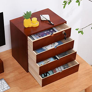 JAEFIT Solid Wood Desktop File Cabinet Organizer with Drawers (6 Layer)