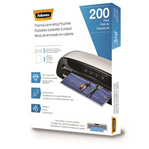 Fellowes Laminator with 10 Pouches & Thermal Laminating Pouches, 200 Pack