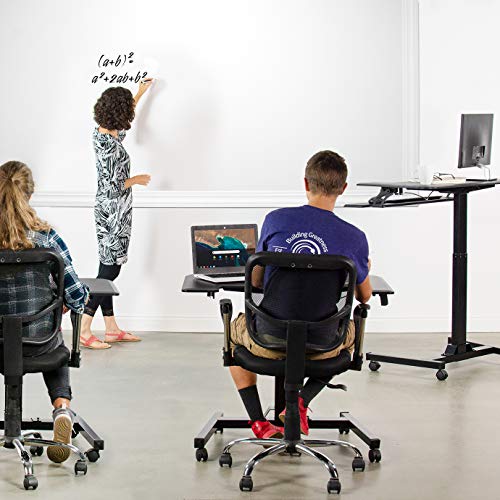 VIVO Black Pneumatic Mobile 36" Height Adjustable Two Platform Standing Desk - DESK-V111GT