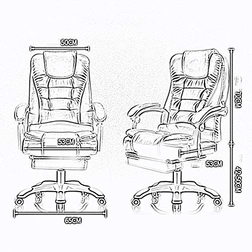 LJFYXZ Executive Recline PU Leather Padding Desk Chair with High Back Large Seat and Tilt Function Waist Massage with Extended Legrest and Recliner Load-Bearing 150kg (Color : Beige)
