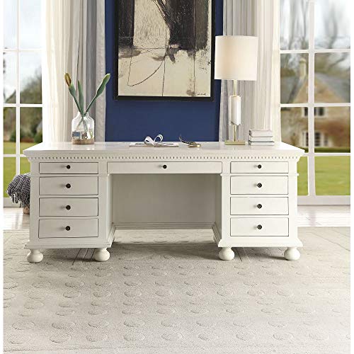 VeryKe Wood Office Table Home Office Computer Desk Make Up Table 76 inch Gustave Desk Business Table Workstation Desk Study Writing Table with 9 Drawers, Cream