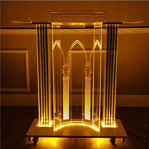 JOuan Acrylic Church Podium Stand with LED Lighting