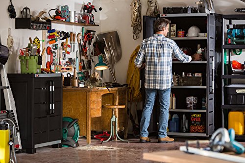Keter XL Pro Freestanding Durable Resin Plastic Utility Tall Cabinet with Adjustable Shelving, Black