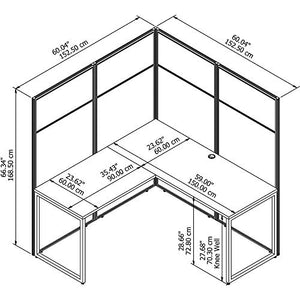 Bush Business Furniture Easy Office L Shaped Cubicle Desk Workstation with 66H Panels, 60Wx60H, Mocha Cherry