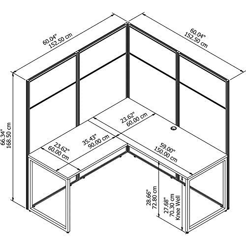 Bush Business Furniture Easy Office L Shaped Cubicle Desk Workstation with 66H Panels, 60Wx60H, Mocha Cherry