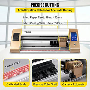 VEVOR Vinyl Cutter Machine, 18" Max Paper Feed Cutting Plotter with Camera Contour Cutting