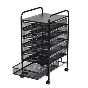 WAHHWF Metal Drawers Rolling Storage Cart with Label Frame - Black, 35x47.9x61cm