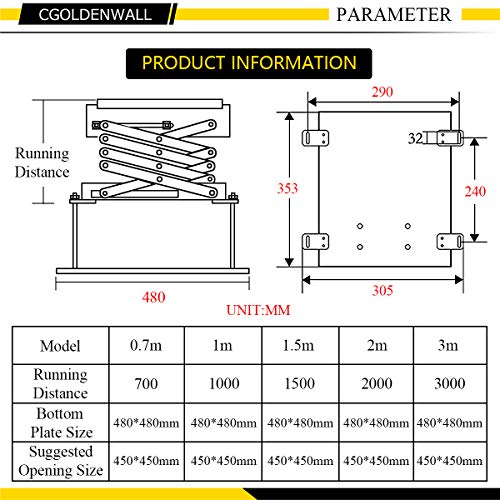CGOLDENWALL Electric projector Lift 30cm/ 11.8inch Ultra-thin Hidden Ceiling Mount Projector Hanger Remote Control For Cinema Church Hall School Double motors Running Distance: 100cm/39.37inches