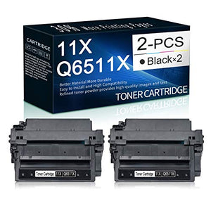 2 Pack Black Compatible 11X | Q6511X High Yield Toner Cartridge Replacement for HP Laserjet 2430 2410 2420 2420d 2420n 2420dn 2430tn 2430dtn 2430n Printer Toner Cartridge
