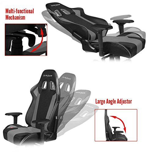 DXRacer King series OH/KS06/NG Large size Seat Office Chair Gaming Ergonomic with - Included Head and Lumbar Support Pillows (Black/Gray)