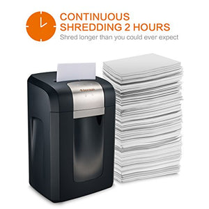 Bonsaii 120-Minute Heavy-Duty Cross-Cut Paper Shredder, CD and Credit Card Shredder Machine with 14-Sheet Paper Shredding Capacity, 6-Gallon Pullout Wastebasket with Transparent Window, Black (3S23)