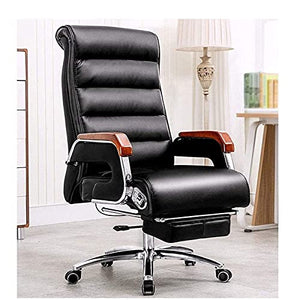BKWJ Executive Managerial Office Chair with Fixed Armrest, Black Leather