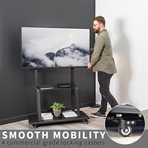 VIVO Heavy Duty Mobile TV Cart for 42-100 inch Screens up to 330 lbs, Black - STAND-TV100C