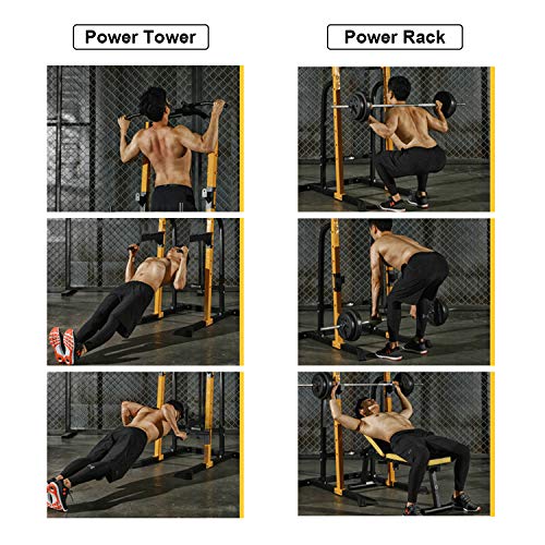 ZENOVA Power Rack Squat Rack with Pull Up Bar Home Gym Fitness Power Tower Squat Stand for Weightlifting, 800LBS Weight Capacity