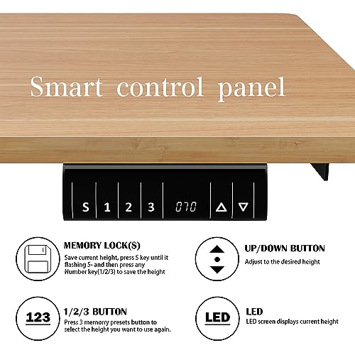 Meilocar Electric Standing Desk with Memory Controller, Height Adjustable, 63" x 24" Tabletop
