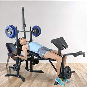 HTNBO Standard Weight Bench with Leg Developer Multifunctional Workout Station for Home Gym Weightlifting and Strength Training