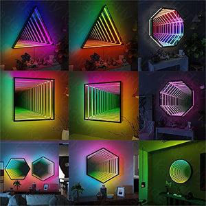 MNBVH Tunnel Mirror Light Cool RGB LED Gaming Desk Lamp (Large-70cm, Round)