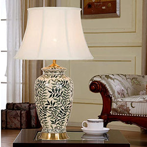 EARSHOT Retro Ceramic Desk Lamp with Fabric Lampshade - 28" H Nightstand Lamp