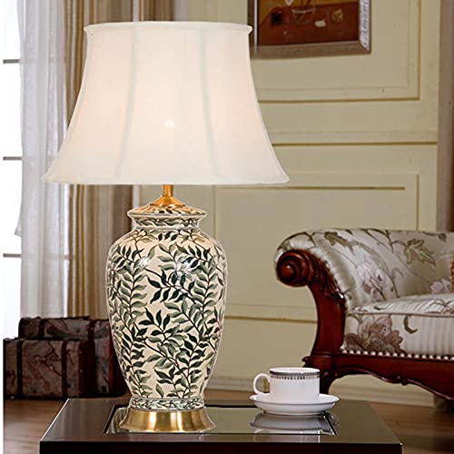 SLEEVE Retro Ceramic Table Lamp with Fabric Lampshade - 28" H