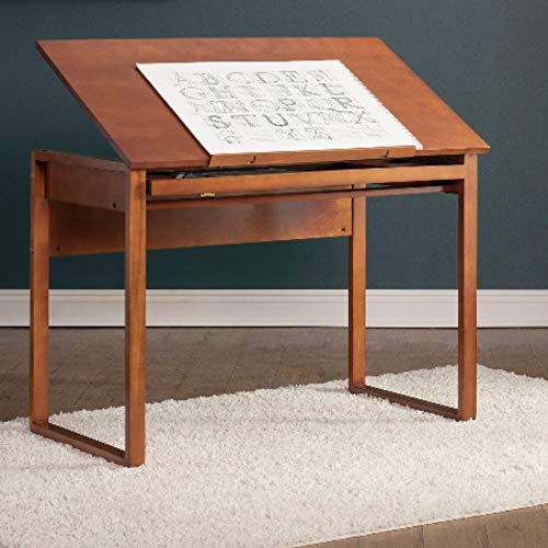 Mechanical Drafting Table Wood Workstation Desk with 5 Partition Wooden Drawer Storage Adjustable Architect Professional Art Craft Reading Writing Sophisticated Workspace Home Office & eBookbyBADAShop