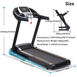 Treadmills for Home 2.25HP Electric Folding Treadmill with Incline Manual Walking Jogging Running Machine for Home Gym Cardio Treadmill Max Weight Capacity 220lbs with App Control Bluetooth Speaker