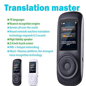 UsmAsk Portable Voice Translator, Smart Language Device, Wifi/4G Two-Way Speech/Text 2.4" Touch Screen, 70 Languages, Travel Business - White