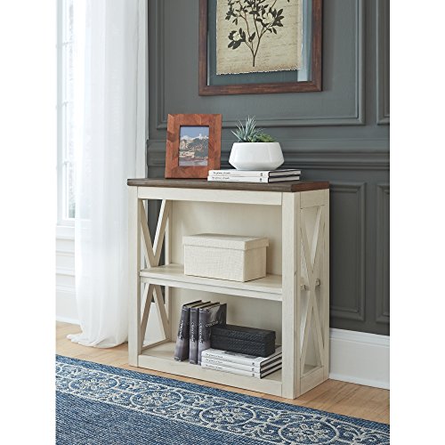 Ashley Furniture Signature Design - Bolanburg Medium Bookcase - Casual - 2 Shelves - Weathered Oak/Antique White Finish