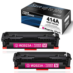 2 Pack (Magenta) Compatible 414A Toner Cartridge Replacement for HP 414A | W2023A M454dw M479fdw for use in Color Pro MFP M479fdw M479fdn M454dw M454 M454dn M478f-9f Printer
