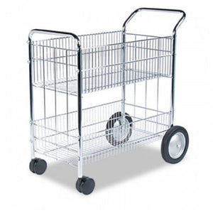 BANKERS BOX Wire Mail Cart, Chrome, 21-1/2w x 37-1/2d x 39-1/4h