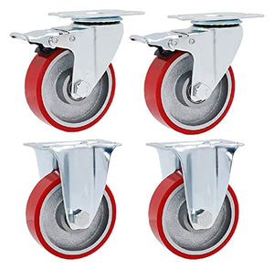 ROLTIN Office Castors Swivel Caster Wheels Heavy Duty Industrial Plate Castors - Iron Core Polyurethane PU Casters
