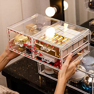 BinOxy Large Capacity Transparent Makeup Organizer with Lid