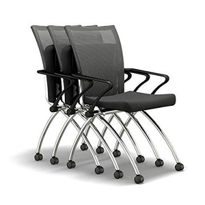 Mayline Group Safco Products Valoré High Back Chair with Arms TSH1BB, Black, Reclining Mesh Back, Fabric Seat, Compact Nesting Storage (Qty. 2)