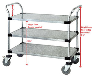 Omega 3 Tier Heavy Duty Stainless Steel Utility Cart - 18"x48"x39