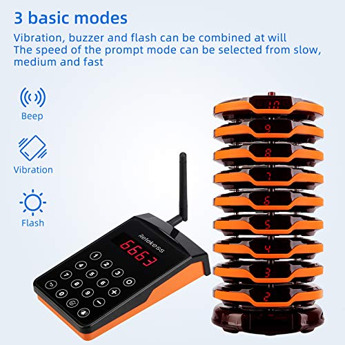 Retekess TD156 Restaurant Pagers - Long Range, Timeout Reminder, 10 Coaster Pager Set