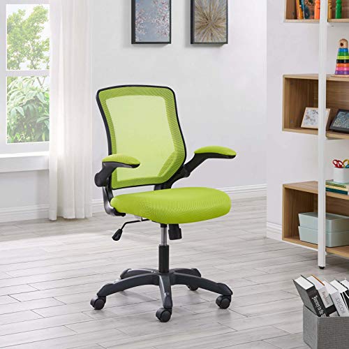 Modway Veer Office Chair with Mesh Back and Vinyl Seat With Flip-Up Arms in Green