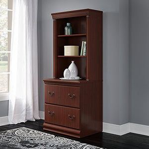 Bush Furniture Birmingham Lateral File Cabinet with Hutch in Harvest Cherry