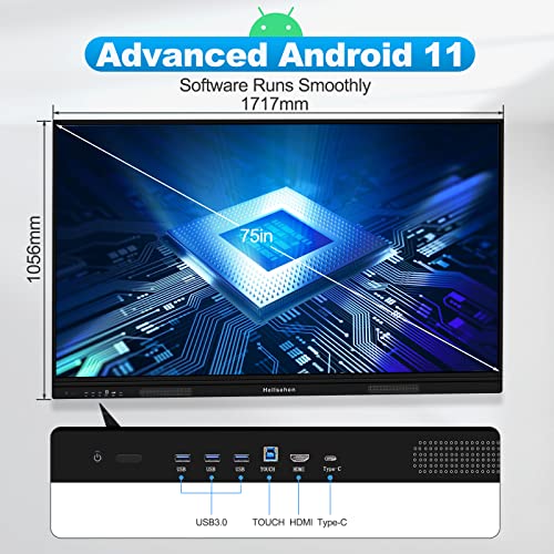 Hellsehen 75 inch 4K HD Smart Board with Android 11 - Interactive Digital Whiteboard