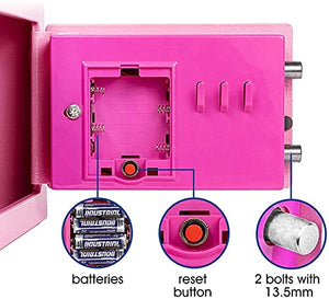 Jiaong 6.7" Mini Safe for Home Security Safe Box with Digital Combination Lock | Small Bedside Safe Wall Safe Anti-Theft Cabinet Safe Protect Cash Documents Jewelry Valuables (Pink)