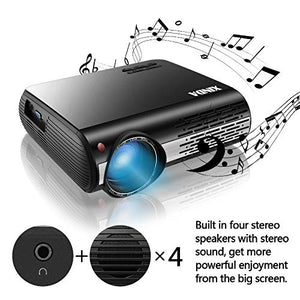 1080P Projector,XINDA 6200 Lux Projector ,±50°4D Keystone Correction with X&Y Zoom,4K Home Theater Projector,Home &Business Projector for TV Stick,Smartphone,PC,Box,PS4,HDMI,VGA,USB