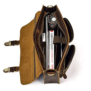 NMBBN 1pcs Retro Handmade Men's Briefcase Computer Bag Casual Shoulder Bag Business Handbag (Color : A, Size : 39cm (L) x 29cm (W) x 9cm (D))