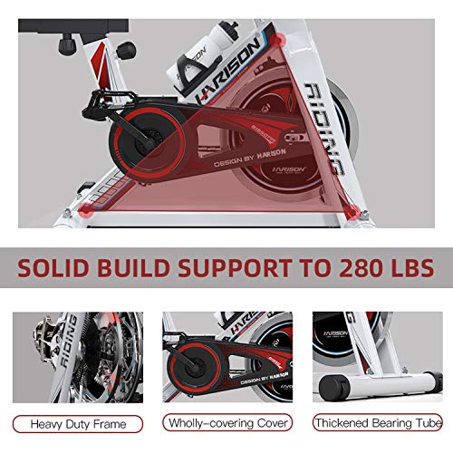 HARISON Exercise Bike Indoor Cycling Bike Fitness Stationary 35LBS Flywheel Bicycle for Home Cardio Workout Machine Training with Comfortable Seat with Digital Monitor (with Big Seat)