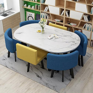 HSHBDDM Round Coffee Table Set for 6 - Office Reception & Conference Furniture Cotton-3