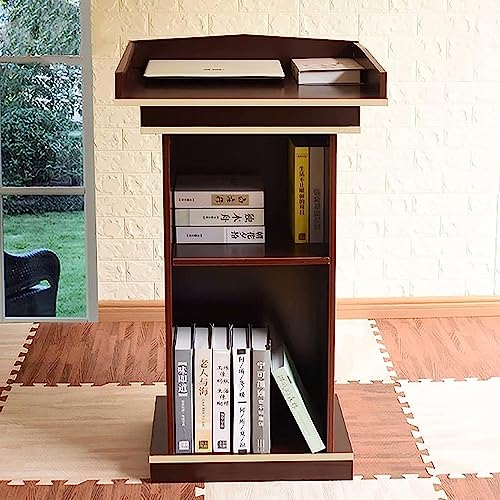 Podium Wood Stand, Floor Standing Speaking Podium with 2 Storage, Premium Lectern Stand