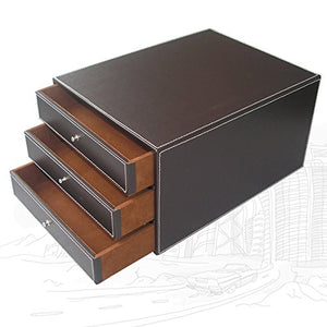 KINGFOM 8 PCS/set Office Desk Organizer, Files Holder Tray, Desk Drawer Cabinet, Stationery Organizer Box, Pen Pencil Holder, Tissue Box Cover etc.(Brown-T01)