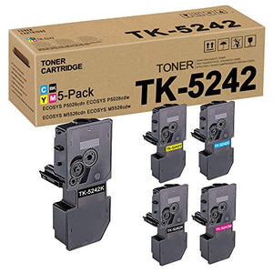 TK5242 TK-5242 1T02R70US0 1T02R7CUS0 1T02R7BUS0 1T02R7AUS0 Toner Cartridge Replacement for Kyocera ECOSYS P5026cdn P5026cdw M5526cdn M5526cdw Toner Kit Printer (2BKCMY, 5PK)