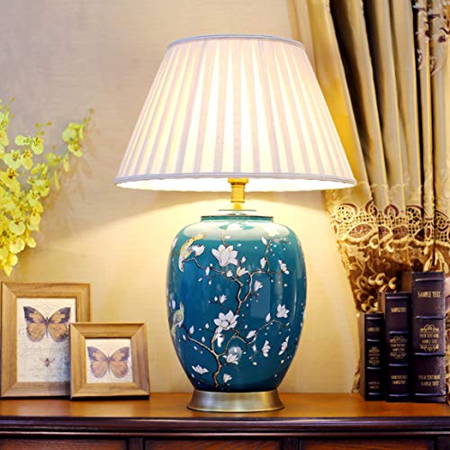 505 HZB European Living Room, Ceramic Table Lamp, Study Room Lamp, Modern Porch Cabinet, Flower and Bird Porcelain Bottle Lamp.