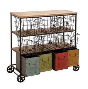 Deco 79 34968 Metal Storage Cart, 34" x 35", Multicolor