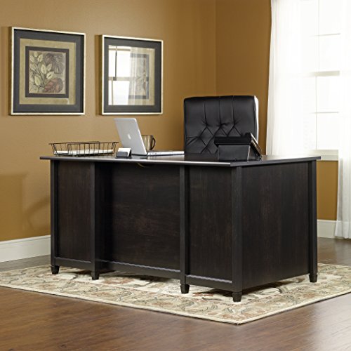 Sauder 409042 Edge Water Executive Desk, L: 65.12" x W: 29.53" x H: 29.37", Estate Black finish
