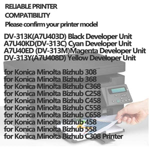 MISKYN Compatible Developer Unit Replacement for Konica Minolta DV-313 - High Yield - Bizhub Printer - 2BK-1 Pack